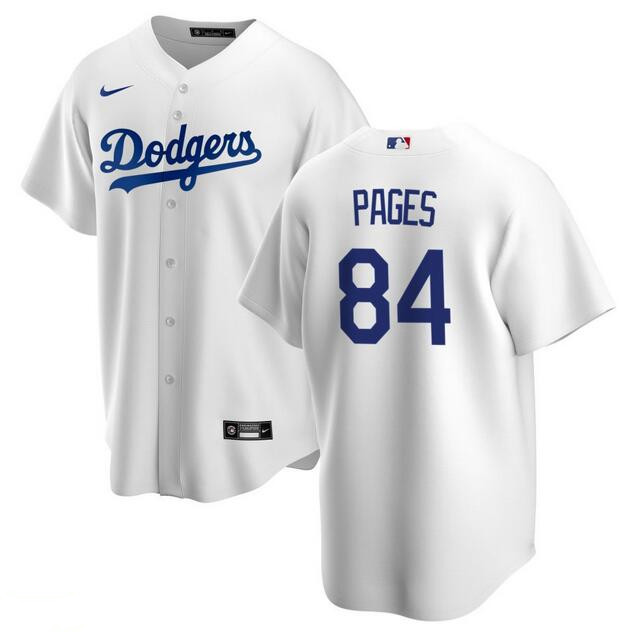 Men's Los Angeles Dodgers #84 Andy Pages White Cool Base Stitched Baseball Jersey Men's Los Angeles Dodgers #84 Andy Pages White Cool Base Stitched Baseball Jersey